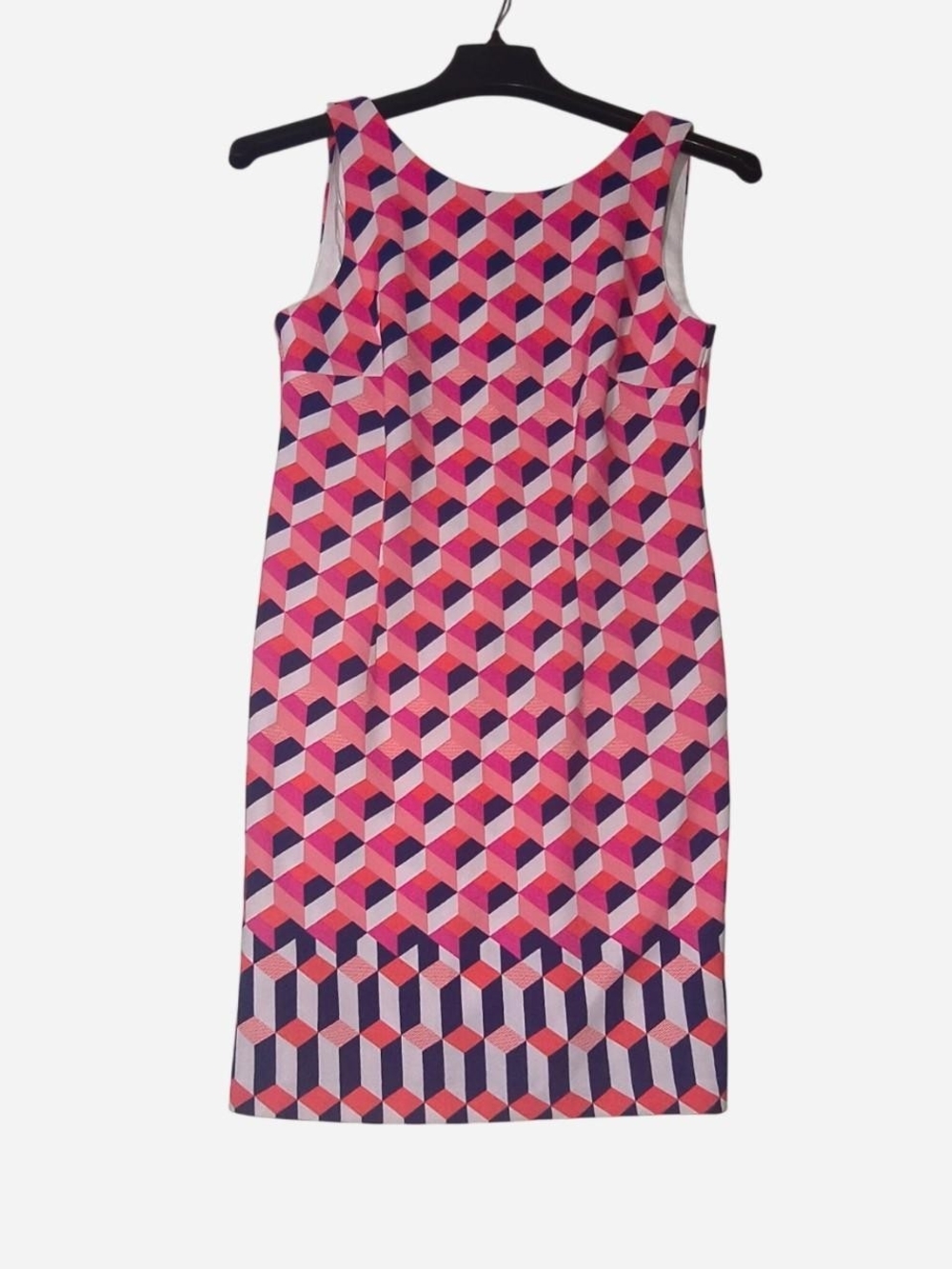 Amanda Lane Pink and Navy Geometric Shift Dress